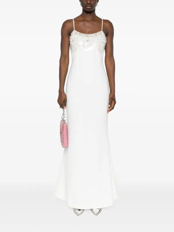 Amen crystal-embellishment Crepe Maxi Dress | White