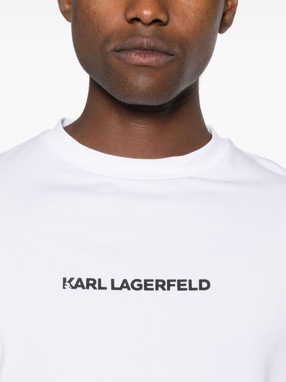 Shop Karl Lagerfeld Rubberised-logo T-shirt In White