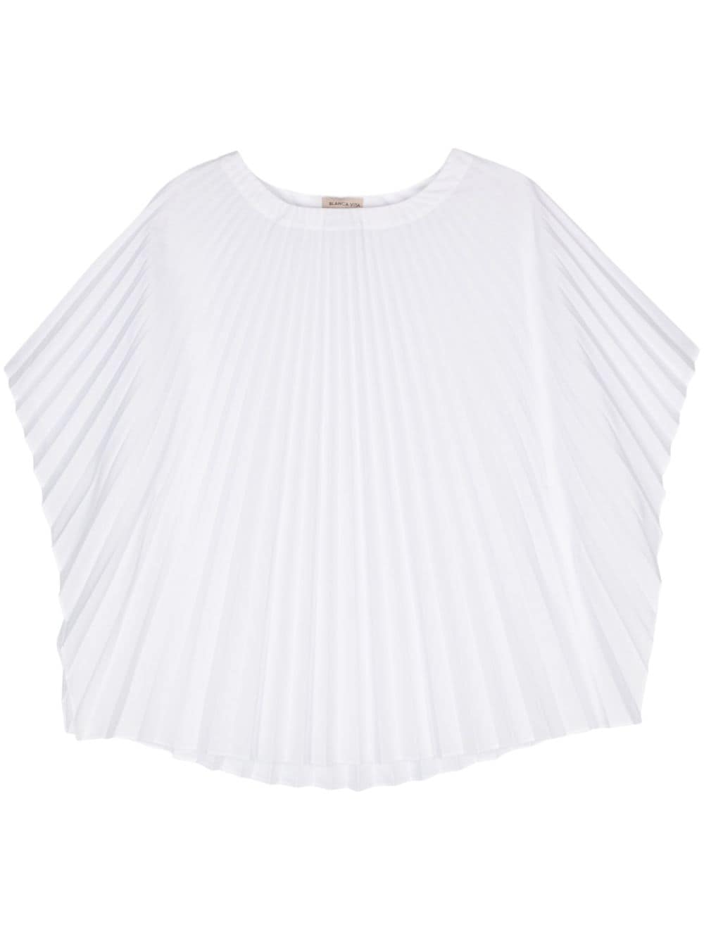 Blanca Vita Plissé Half-sleeved Blouse In White