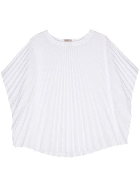 Blanca Vita blusa plisada con medias mangas