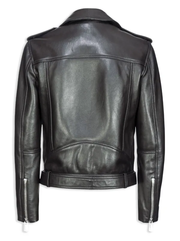 PINKO Belted Leather Biker Jacket Black FARFETCH CA