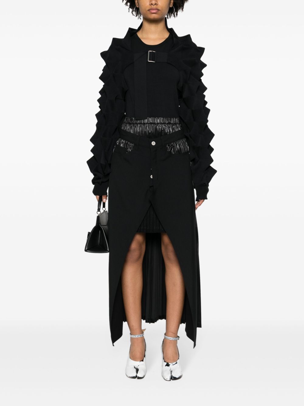 Shop Junya Watanabe Plissé Midi Skirt In Schwarz