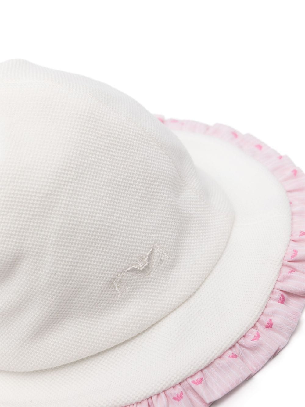 Shop Emporio Armani Ruffled Piqué Sun Hat In White