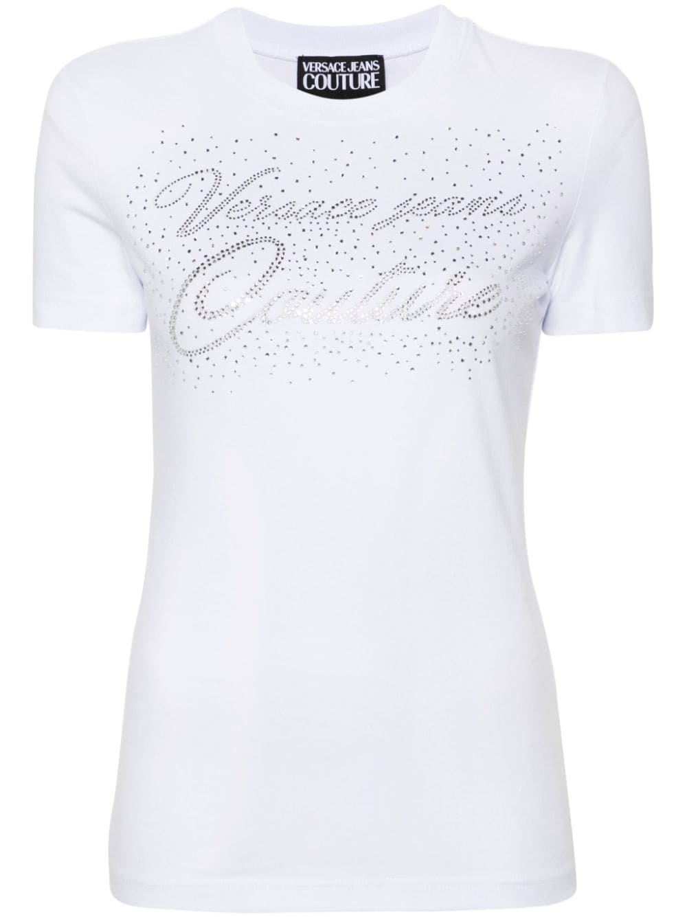 Versace Jeans Couture rhinestone-detailed cotton-blend T-shirt - Weiß