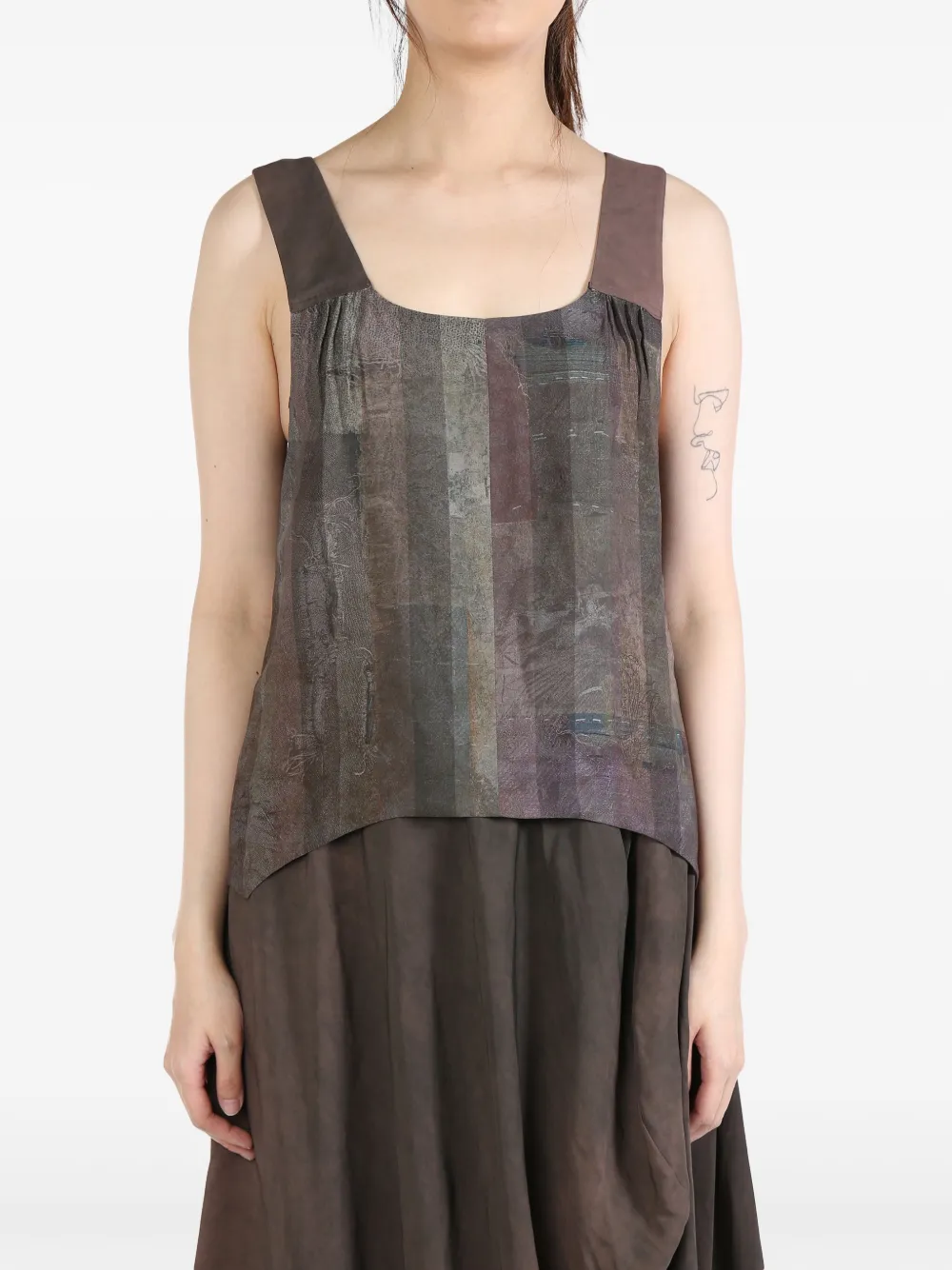 Ziggy Chen Collaged top met print - Groen