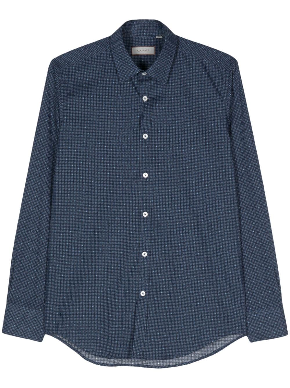 Canali graphic-print cotton shirt Blauw