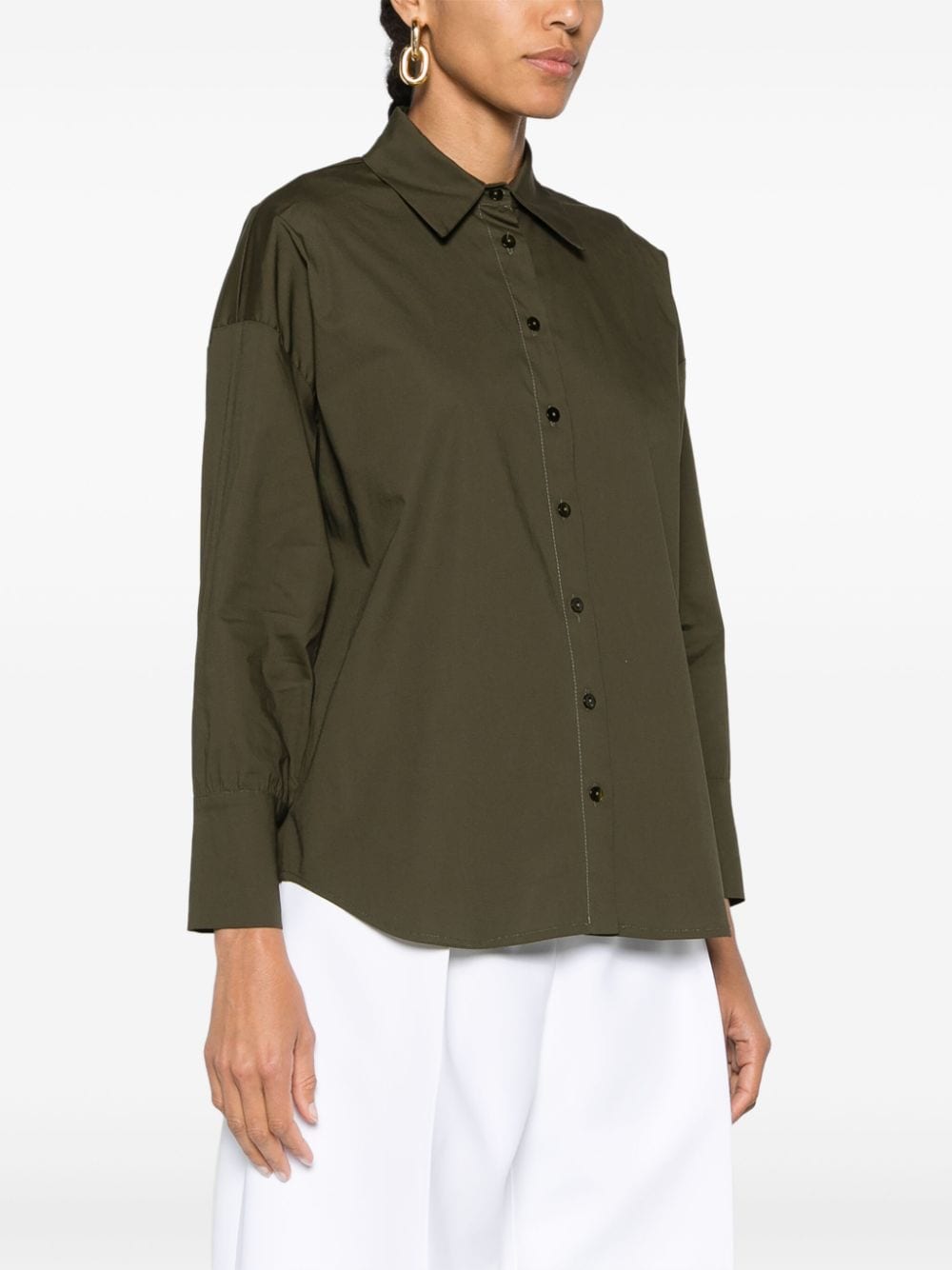 Shop Federica Tosi Button-up Poplin Shirt In Green