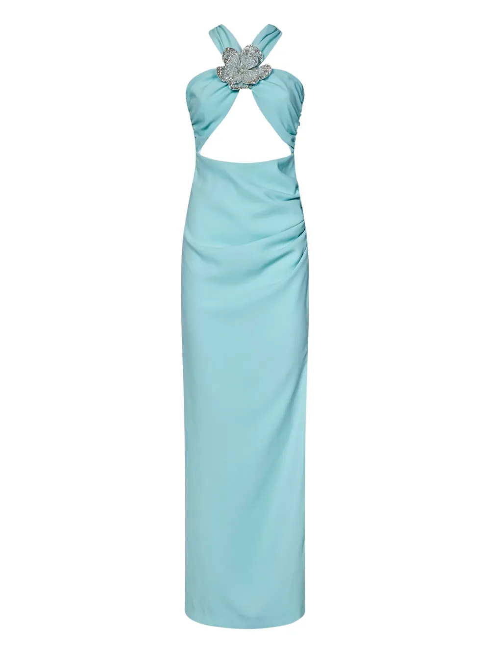 Amen criss-cross flower-embellished maxi dress - Verde