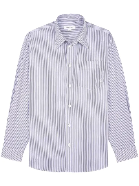 Sporty & Rich logo-embroidered striped shirt