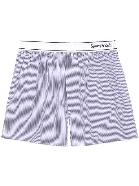 Sporty & Rich shorts con tiro medio y rayas estampadas