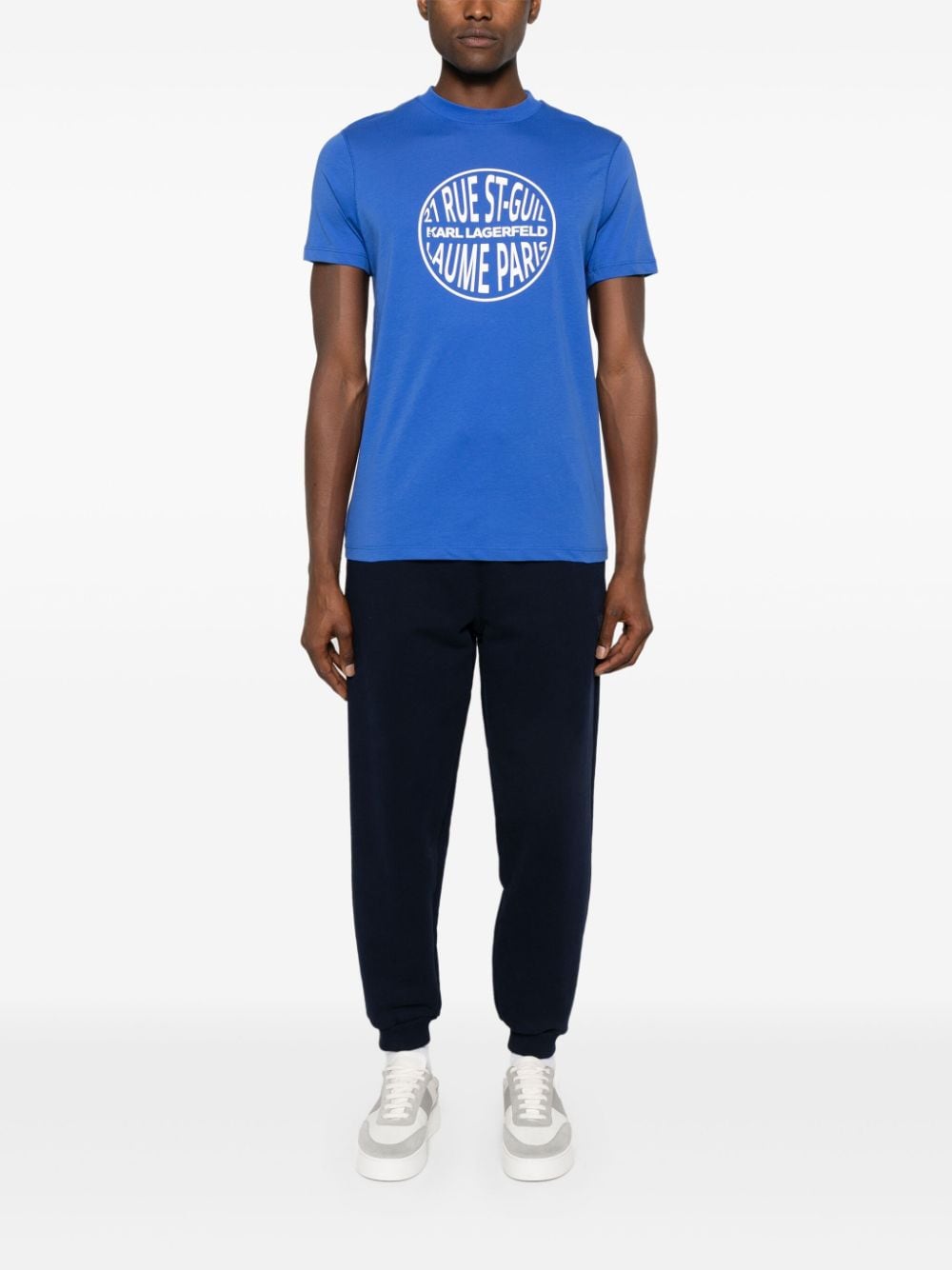 Karl Lagerfeld logo-tape cotton T-shirt - Blauw