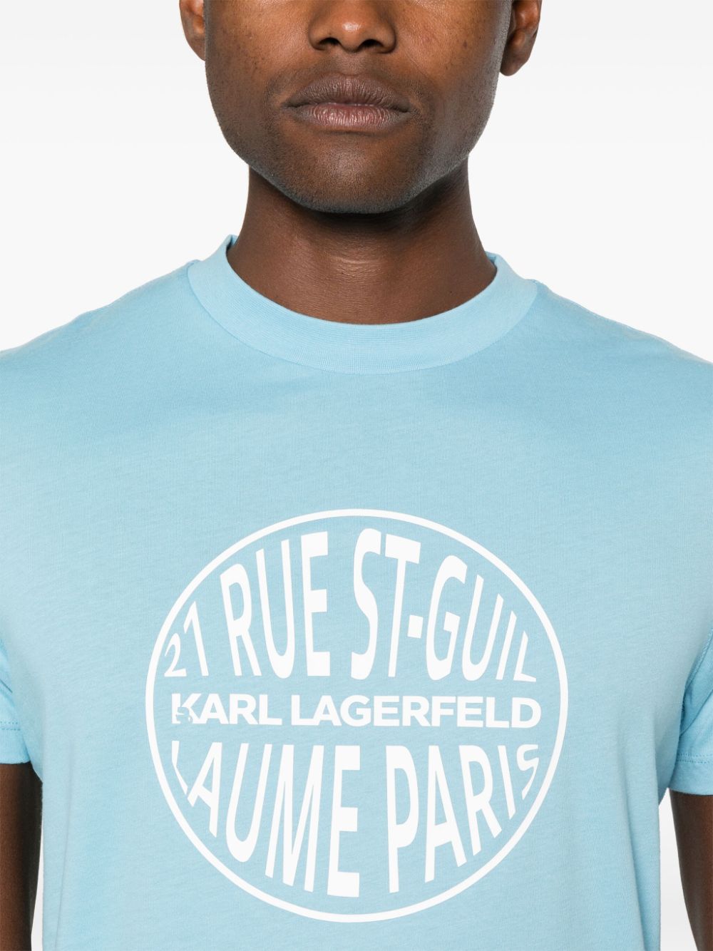 Shop Karl Lagerfeld Logo-tape Cotton T-shirt In Blue