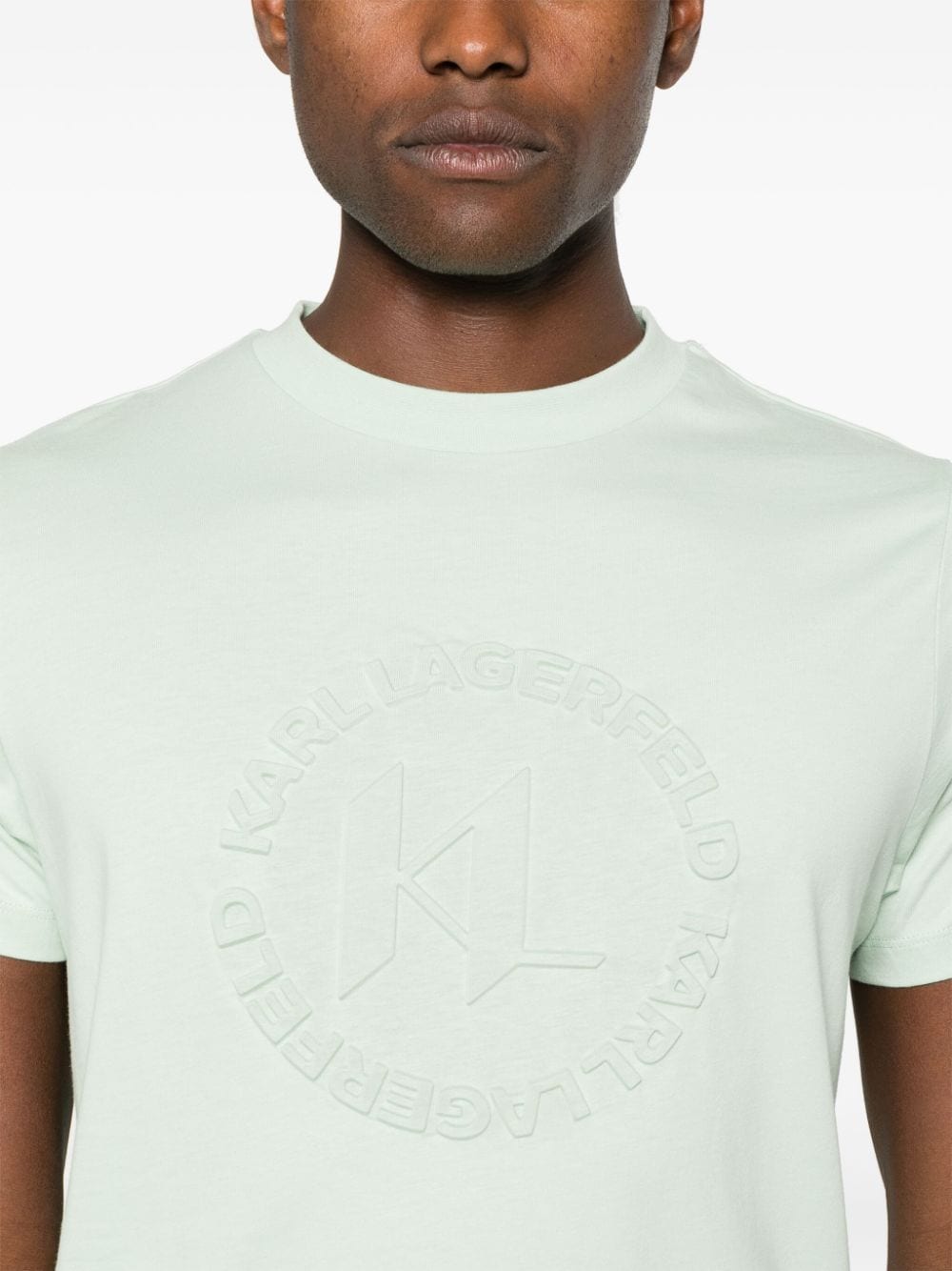 Karl Lagerfeld T-shirt met logo-reliëf Groen