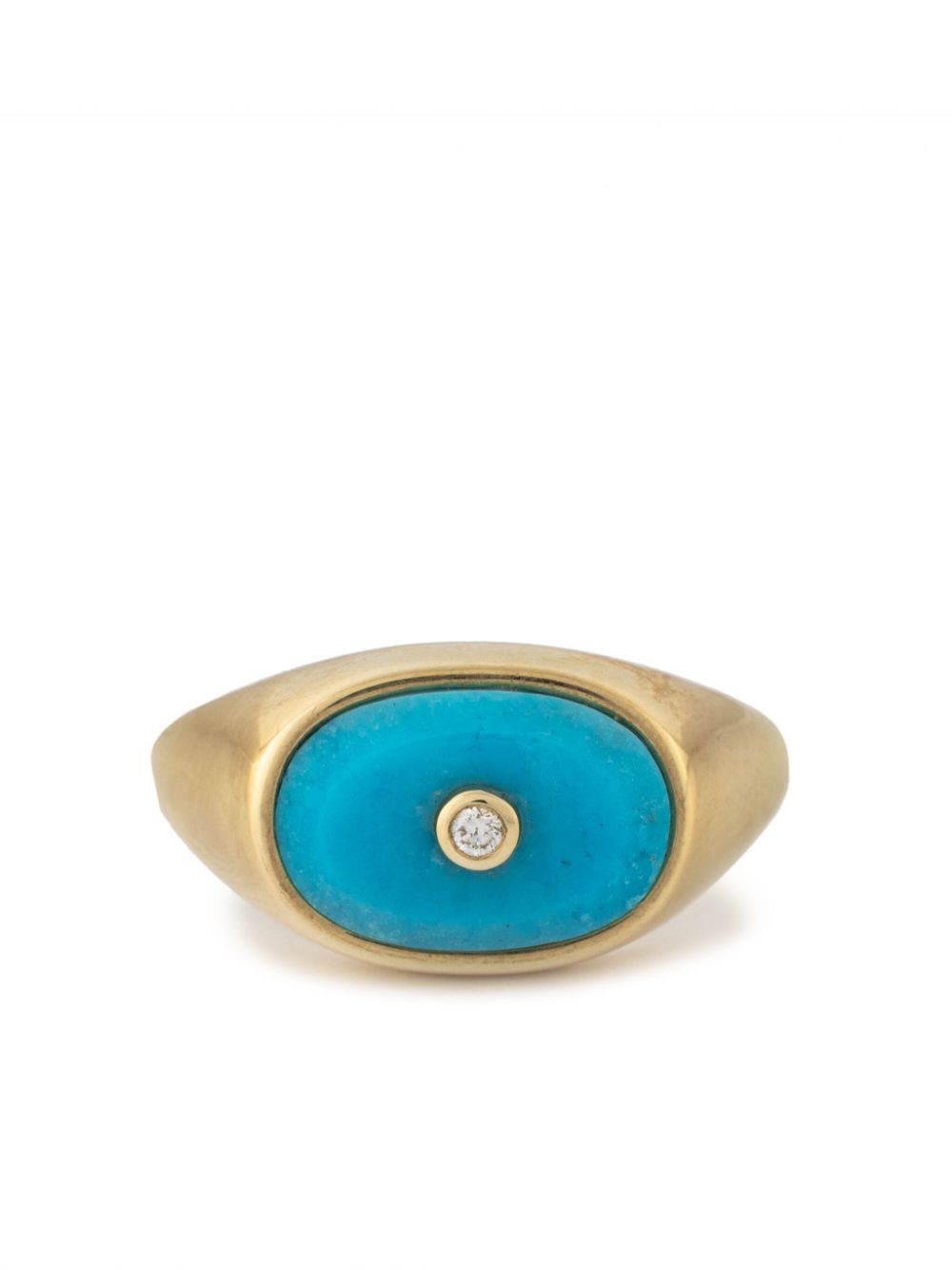 Image 2 of Pascale Monvoisin 9kt yellow gold Orso turquoise and diamond signet ring