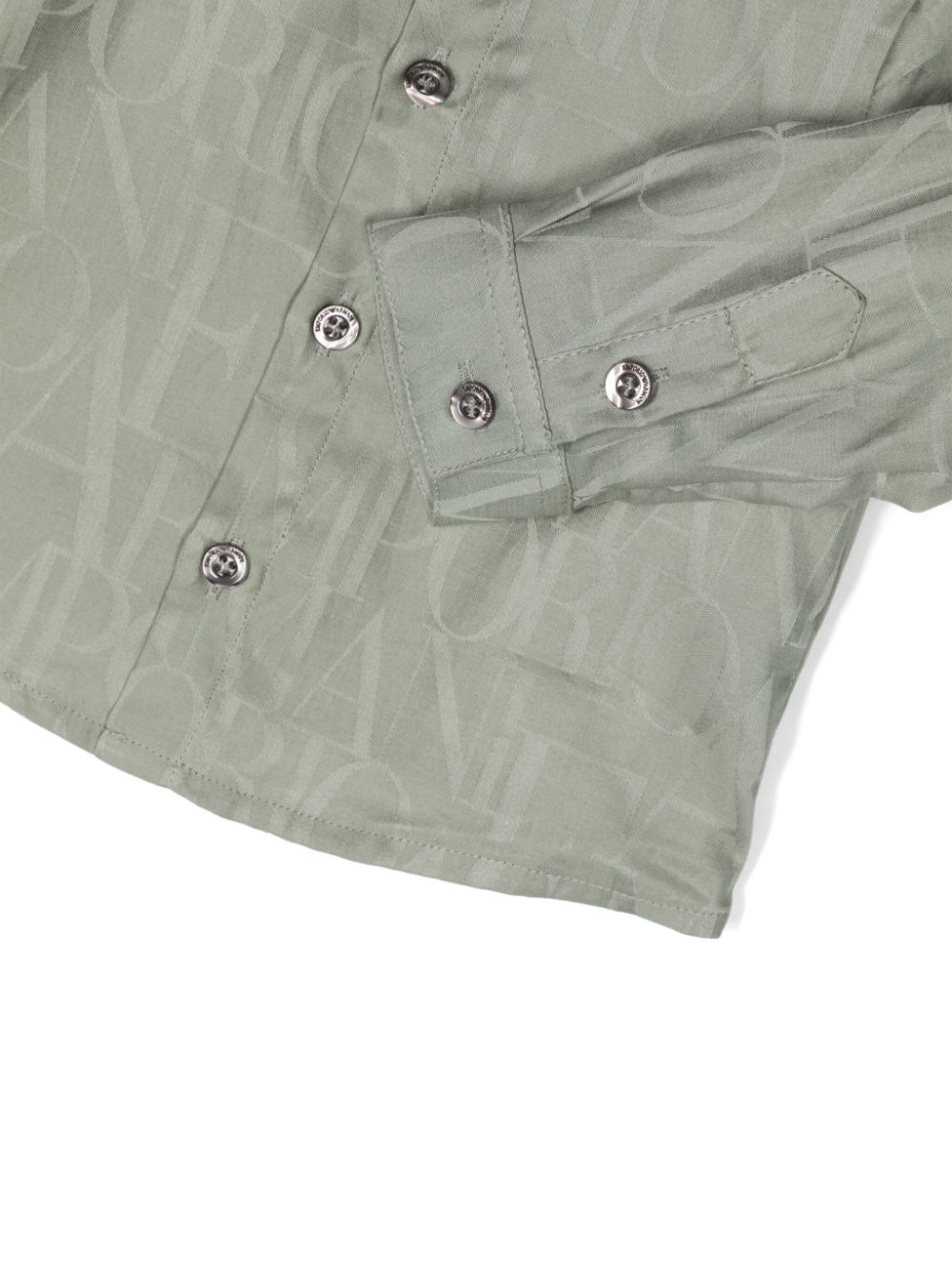 Shop Emporio Armani Logo-jacquard Cotton Shirt In Green