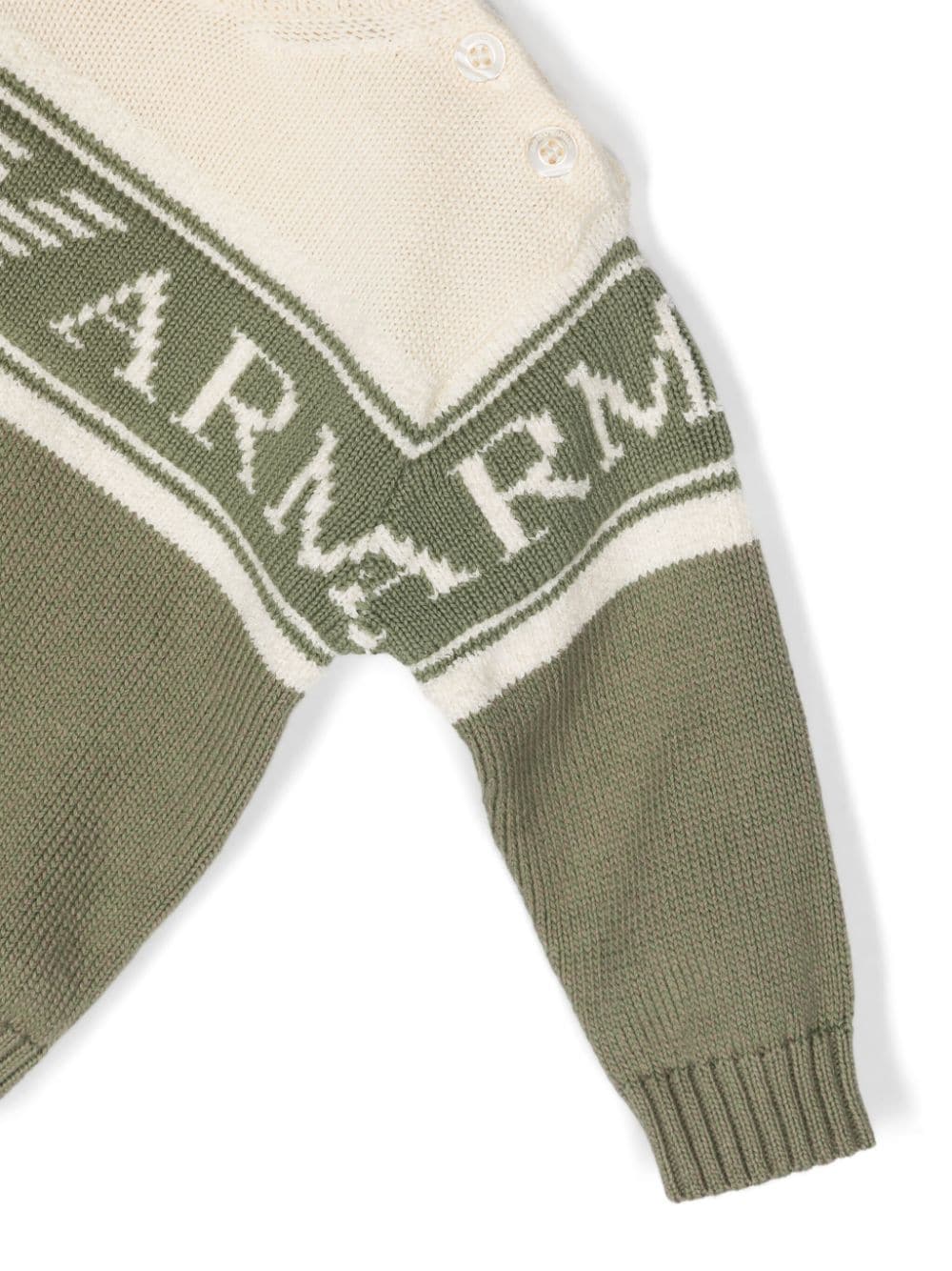 Shop Emporio Armani Logo-intarsia Cotton Jumper In Green