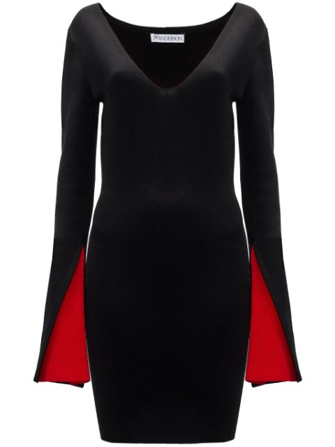 JW Anderson contrast-cuff V-neck dress