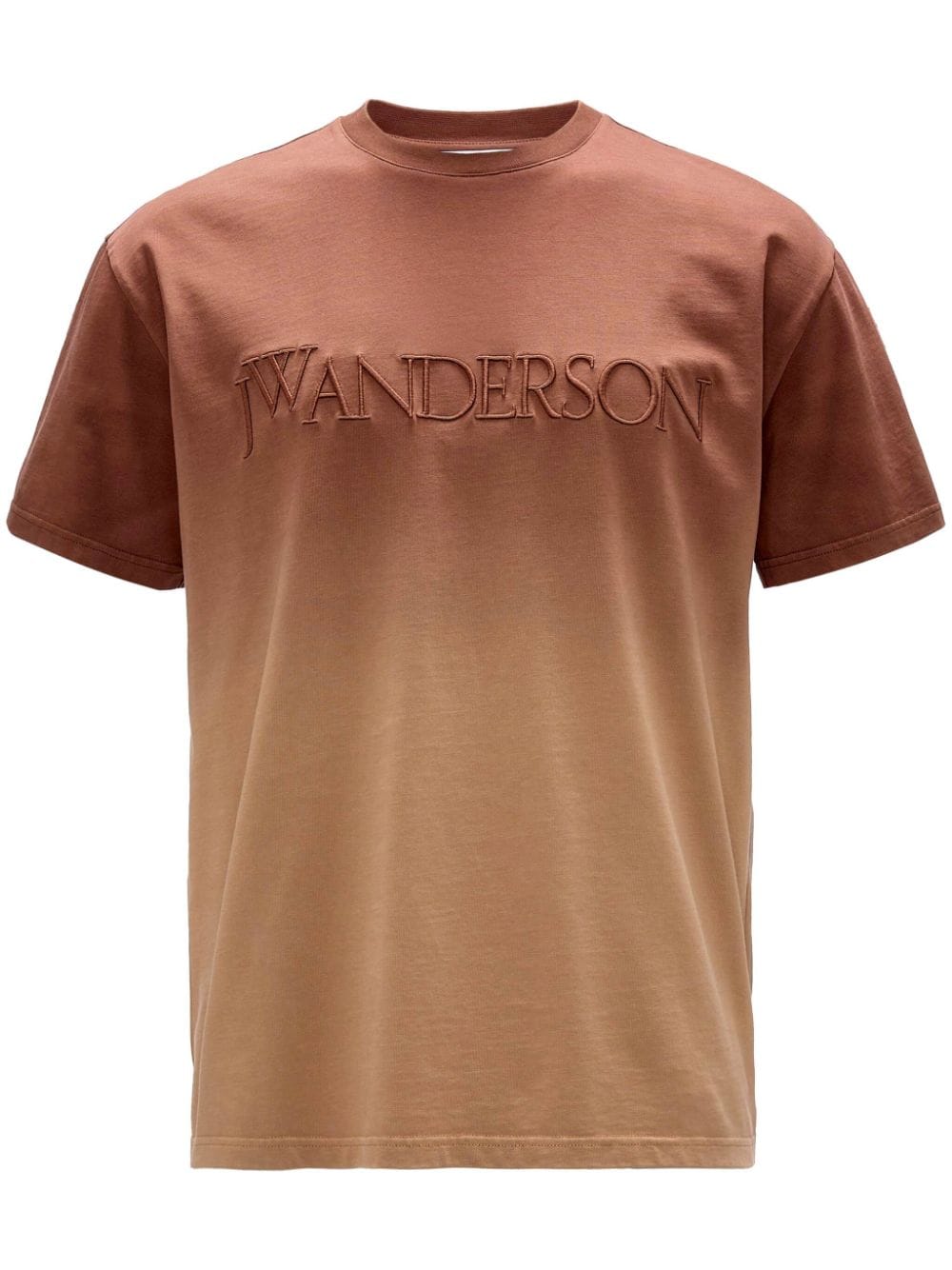 Jw Anderson Logo-embroidered Organic Cotton T-shirt In Brown