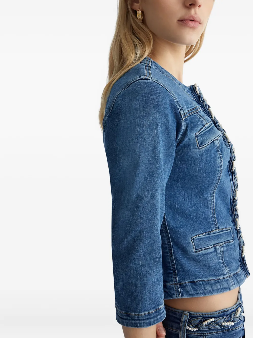 Liu •jo Braid Denim Jacket In Blue