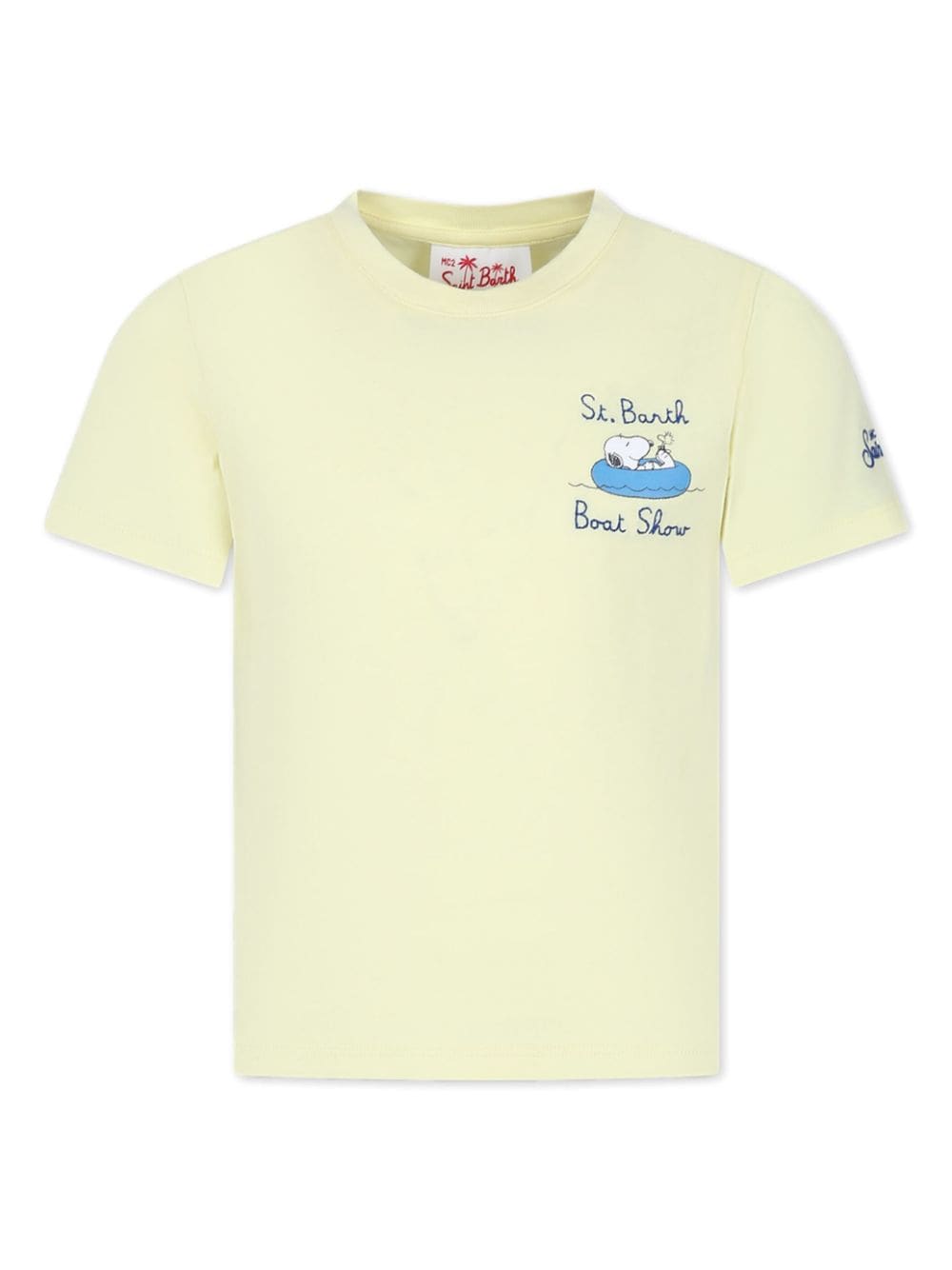 Shop Mc2 Saint Barth Snoopy Sb Boat-print Cotton T-shirt In Yellow
