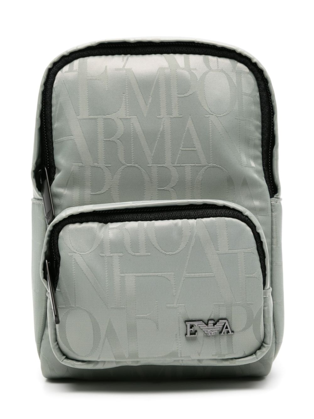 Emporio Armani Kids' Logo-jacquard Single-strap Backpack In Gray