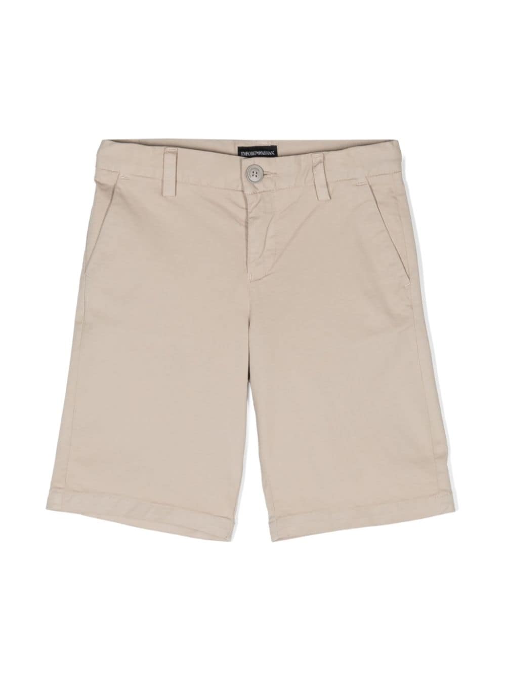 Emporio Armani Kids cotton-belnd chino shorts Beige
