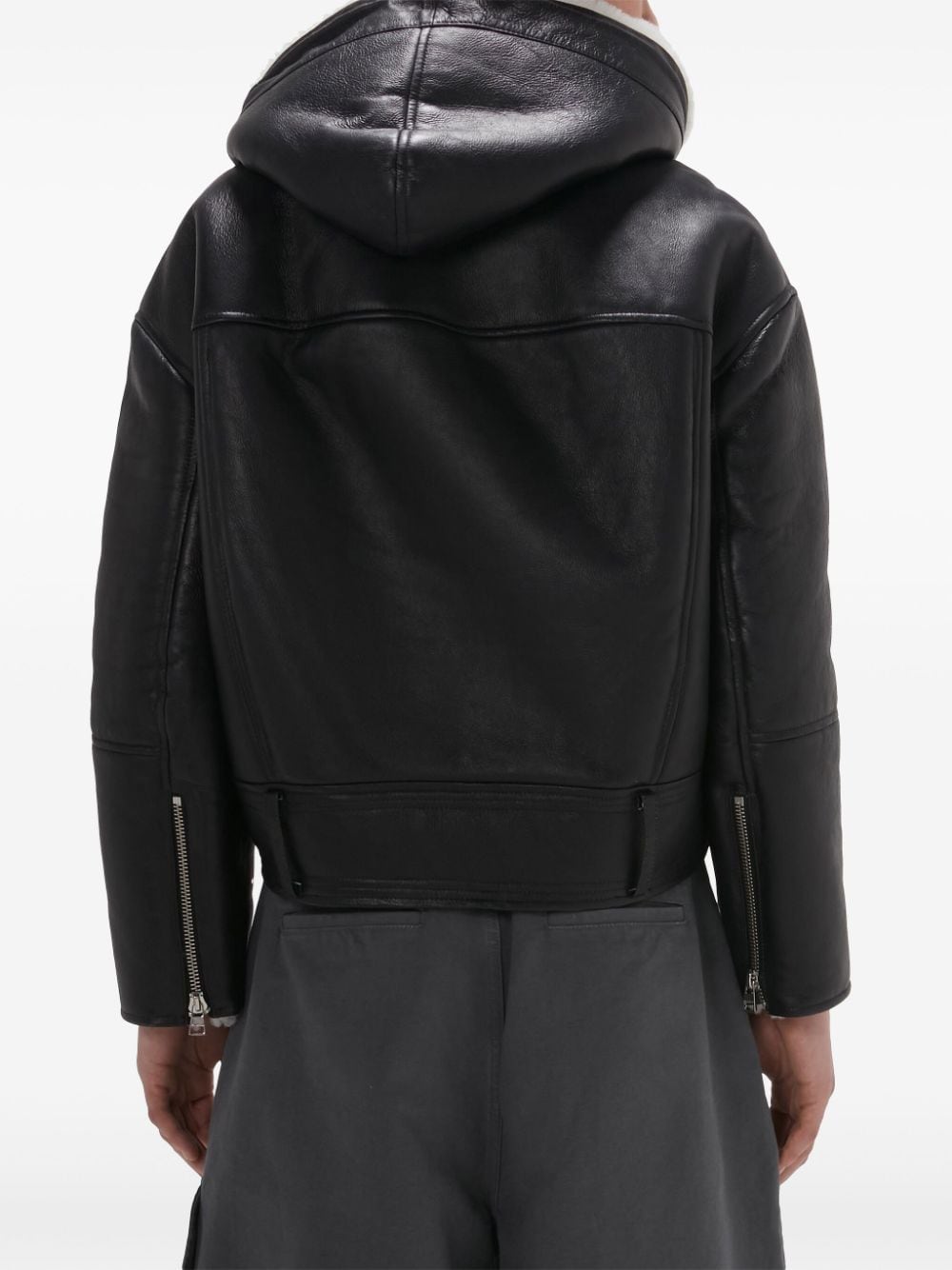 Shop Jw Anderson Hooded Biker Jacket In Black