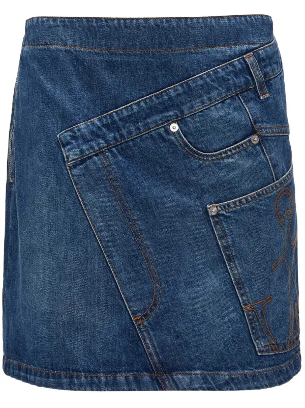 JW Anderson Twisted Denim Mini Skirt in Blue