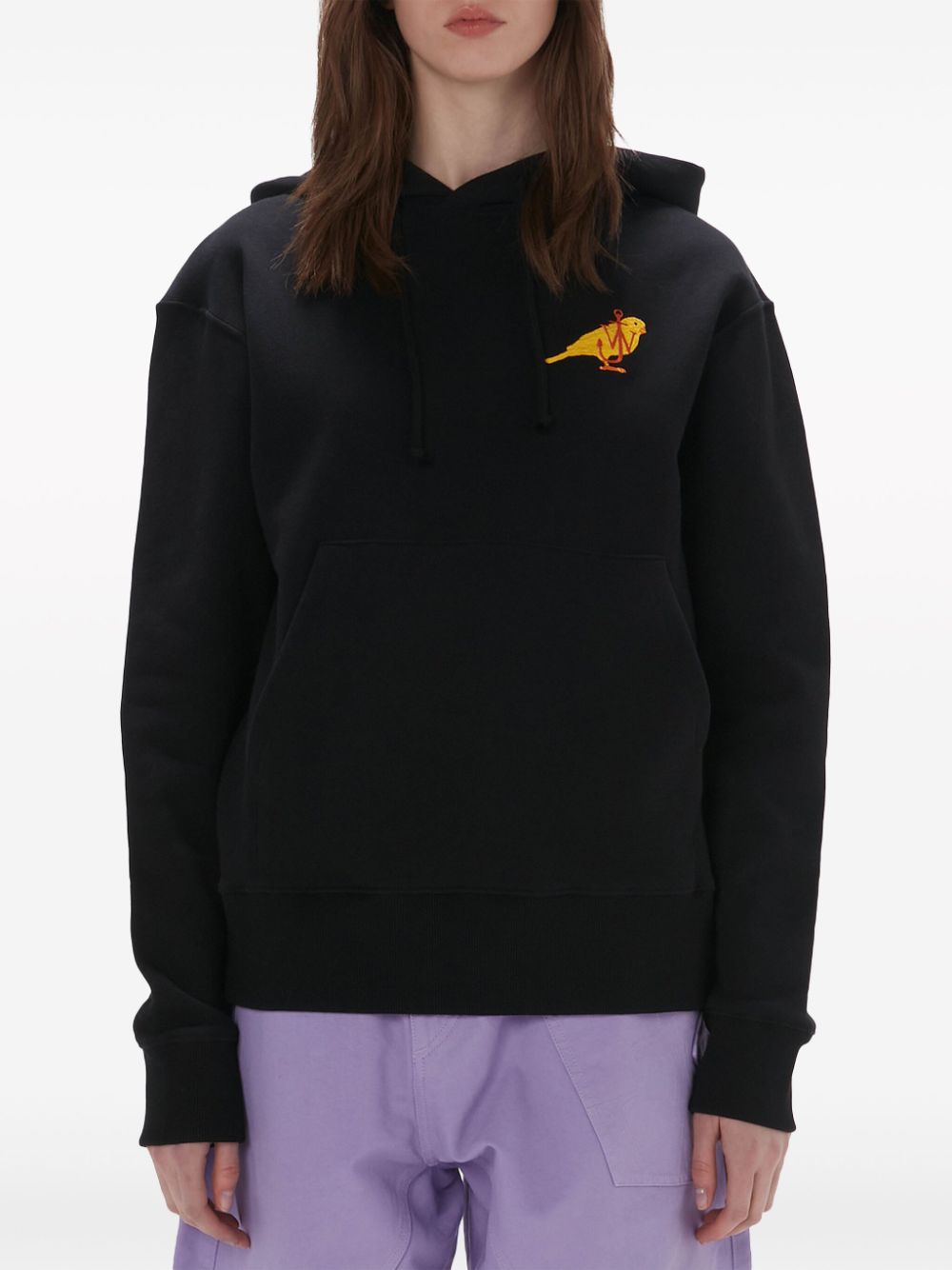 JW Anderson logo-embroidered organic cotton hoodie Women