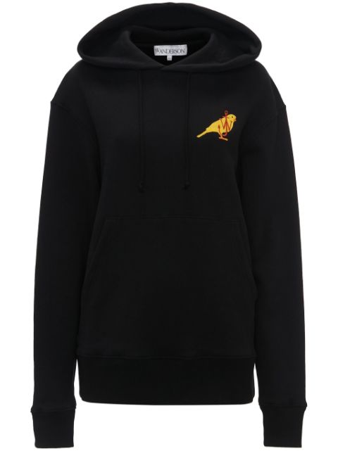 JW Anderson logo-embroidered organic cotton hoodie Women