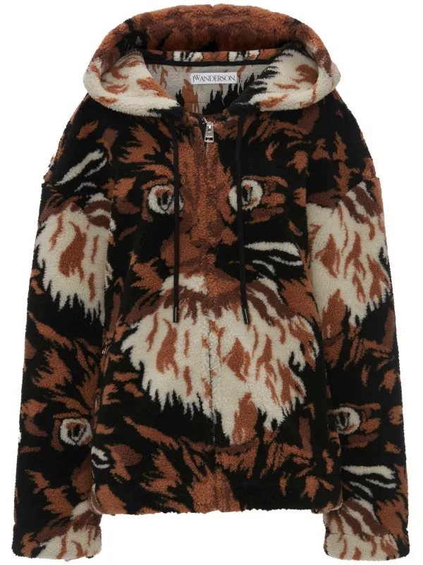 JW Anderson フーデッド エコファージャケット | ブラウン | FARFETCH JP