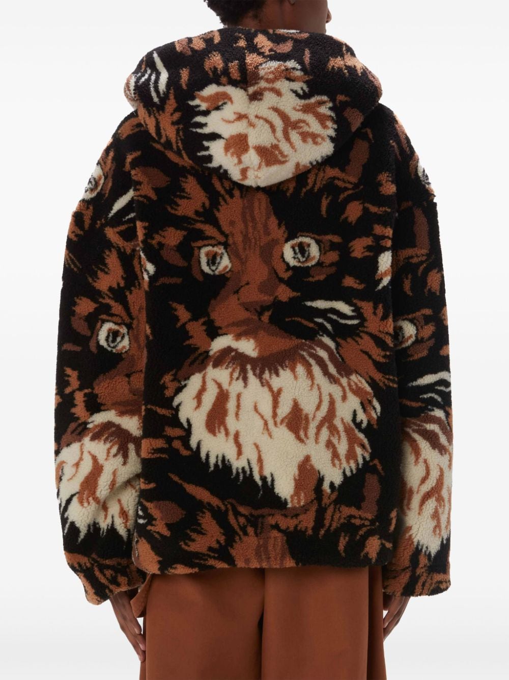 Shop Jw Anderson Faux-fur Hooded Jacket In Brown