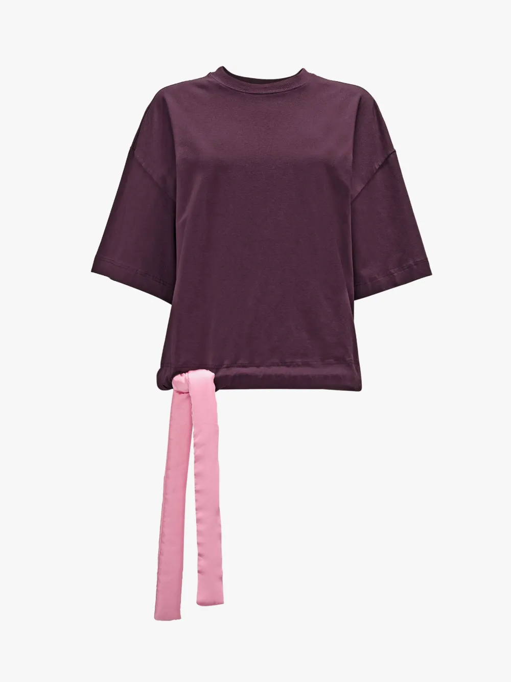 Jw Anderson Satin Cropped T-shirt In Purple