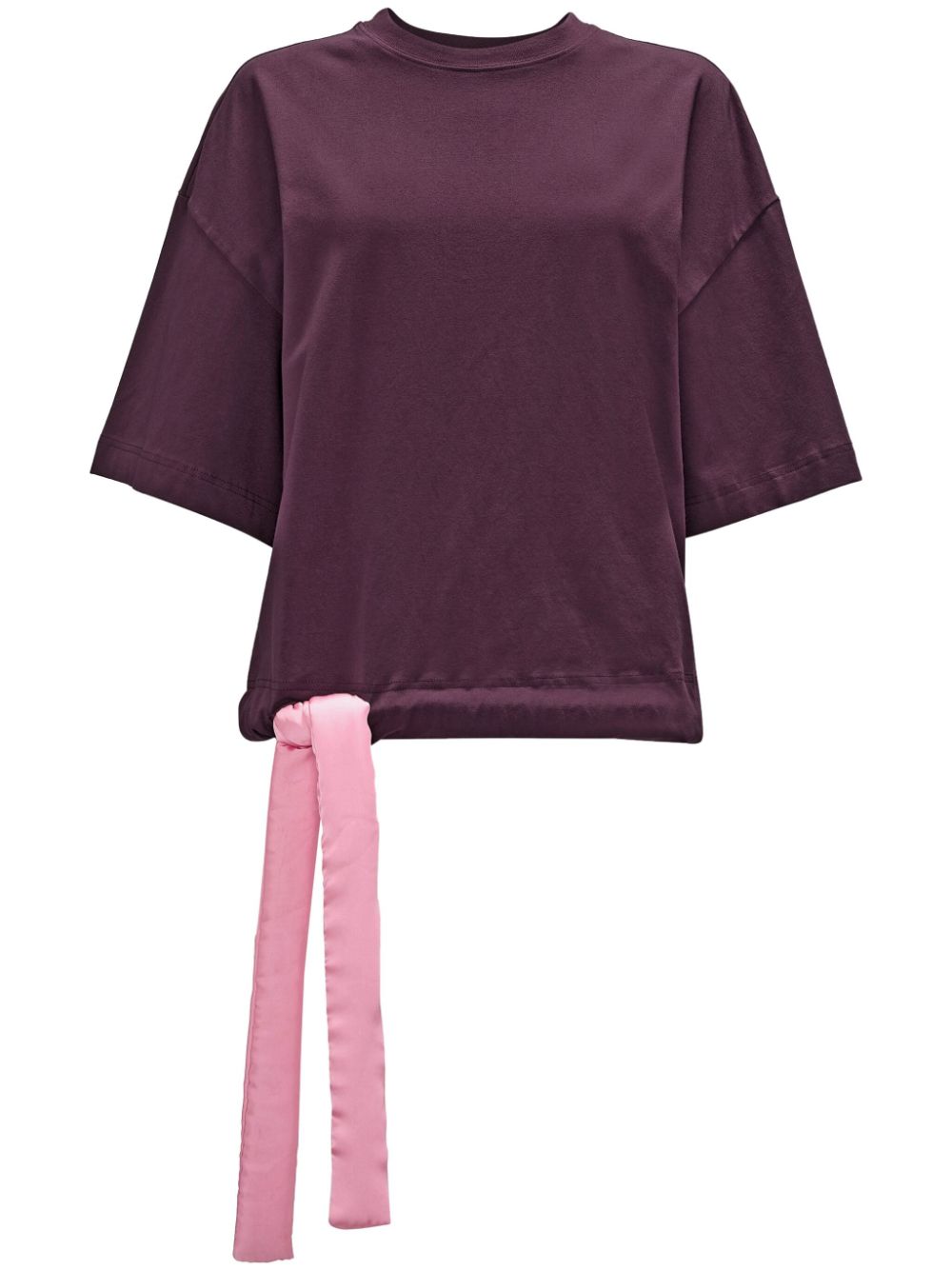 Jw Anderson Satin Cropped T-shirt In Purple