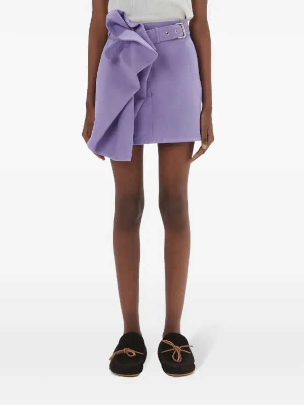 JW Anderson Asymmetric Draped Cotton Mini Skirt | Purple