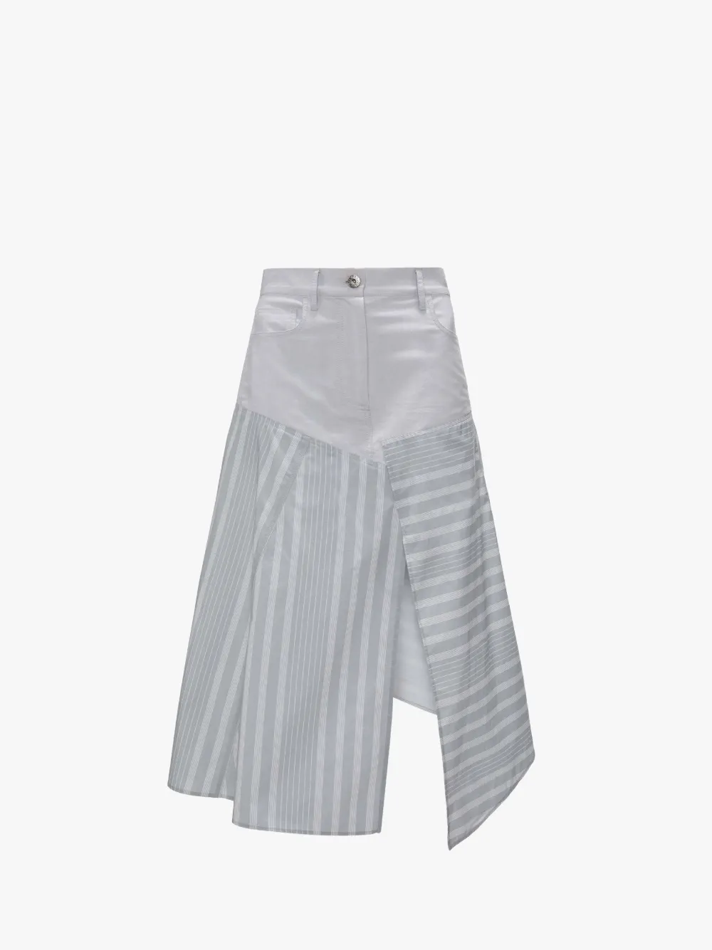 Jw Anderson Patchwork Cotton Midi Skirt In Grey