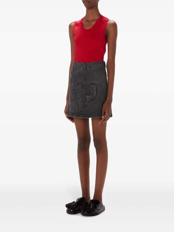 スカート J W ANDERSON DENIM MINISKIRT WITH TWISTED DESIGN Twisted denim miniskirt in blue - JW Anderson | Mytheresa