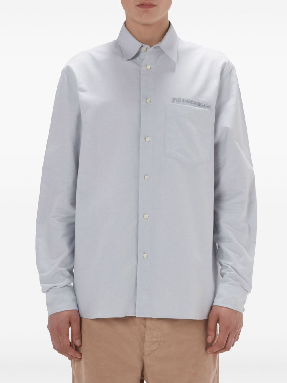 Buy cheap fashion JW Anderson logo-embroidered cotton shirt Men