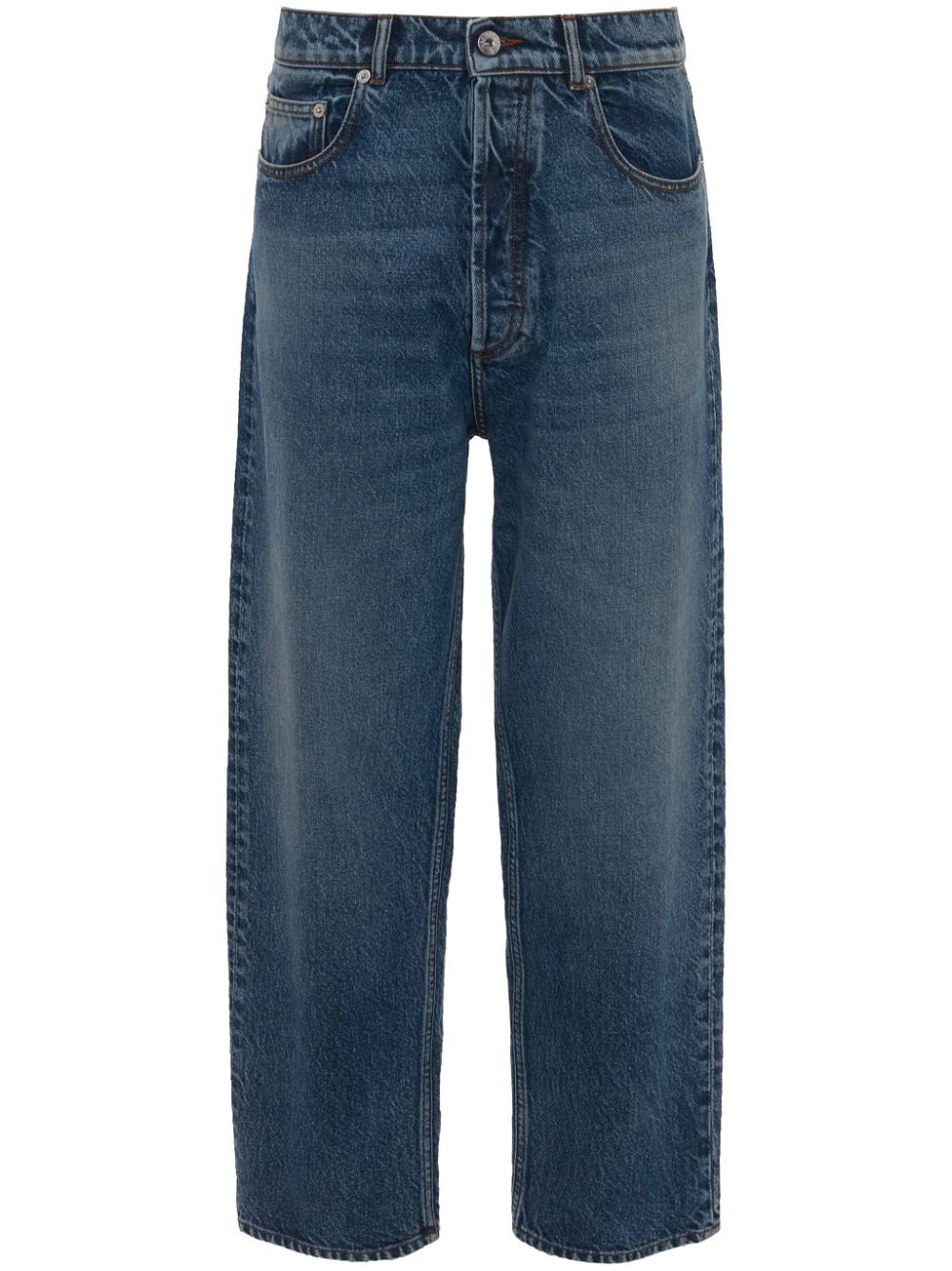 Shop Jw Anderson Cropped Straight-leg Jeans In Blue