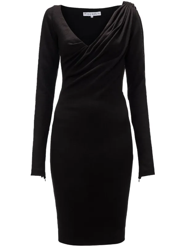 JW Anderson V-neck Midi Dress in Black