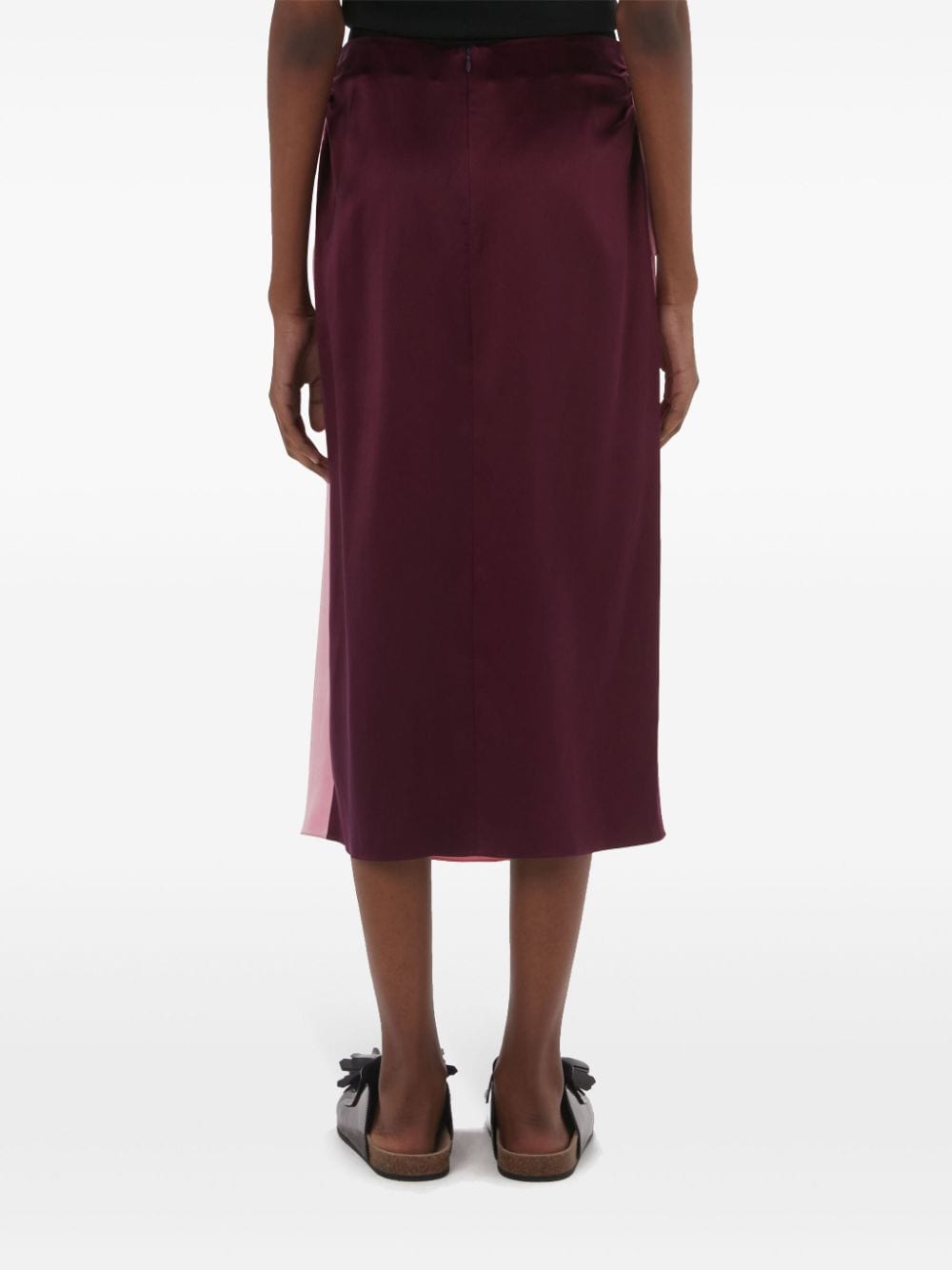 Shop Jw Anderson Draped Colour-block Midi Skirt In Pink