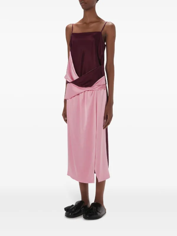 JW Anderson Draped colour block Midi Skirt Pink FARFETCH AU