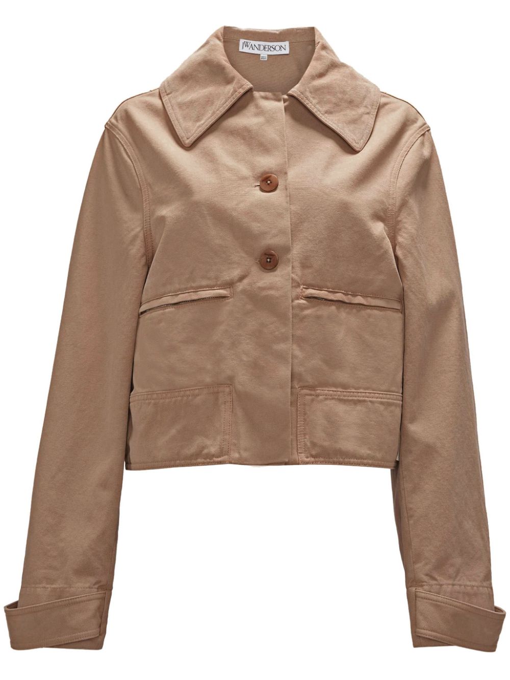 Jw Anderson Cropped Organic Cotton Jacket In Brown