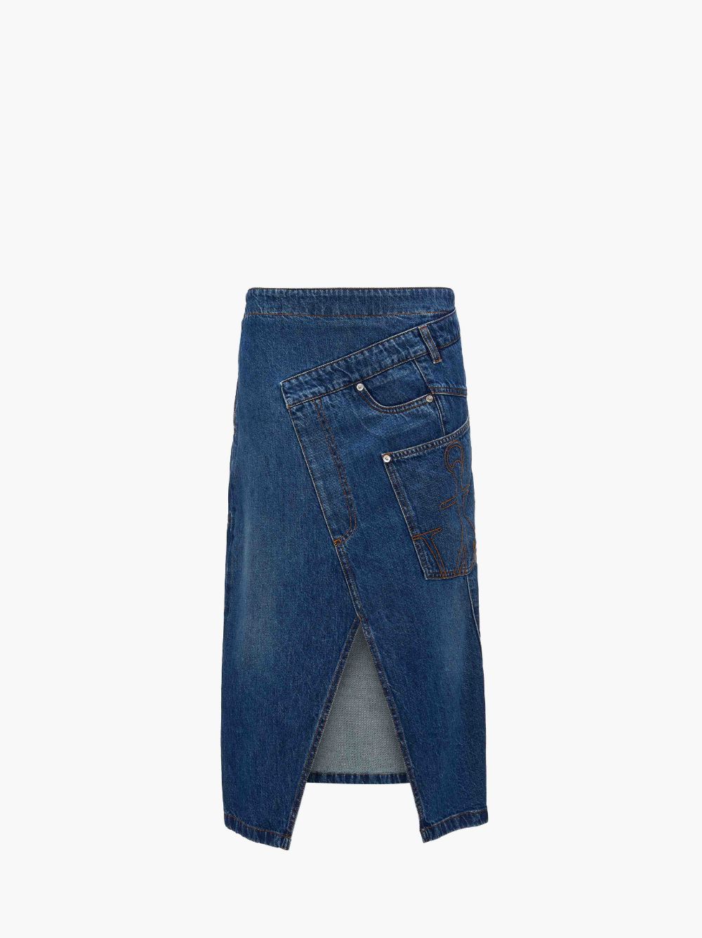 Shop Jw Anderson Denim Midi Skirt In Blue