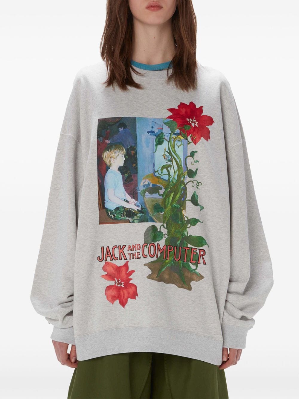 Shop Jw Anderson Graphic-print Organic Cotton Sweatshirt In Grey