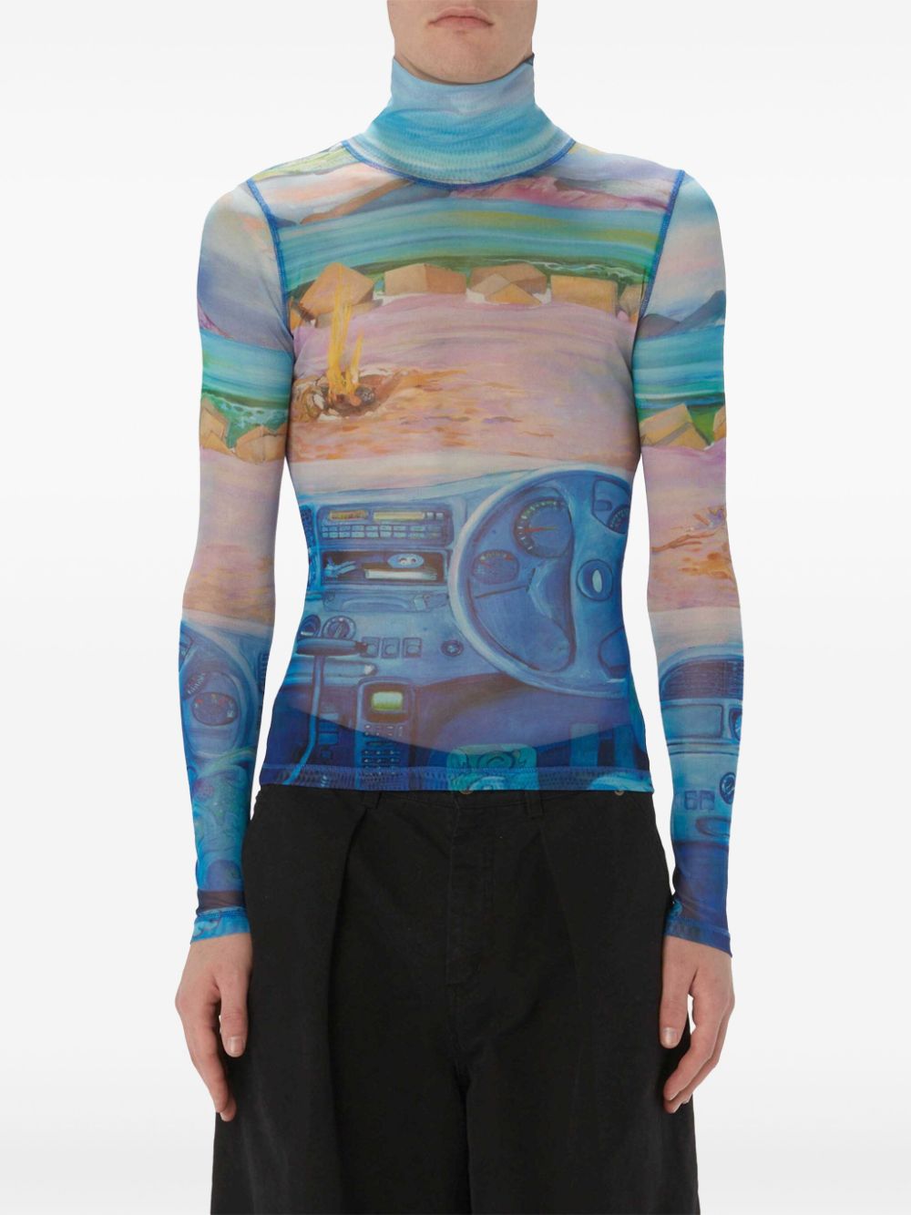 JW Anderson Camper-print mesh top Men