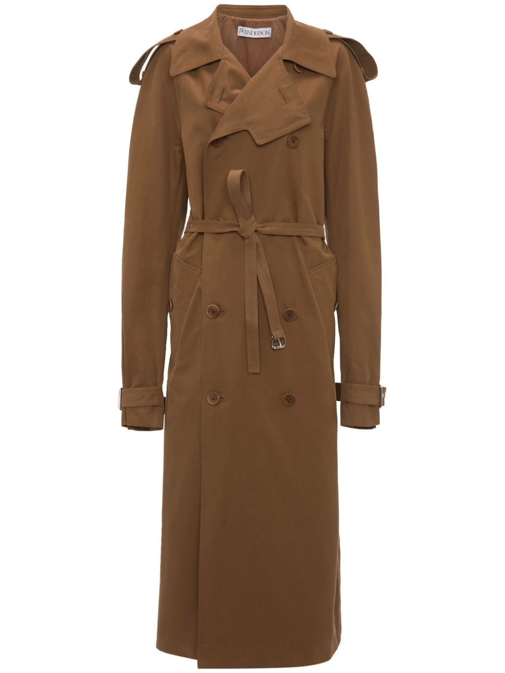 Jw Anderson Belted Cotton Trench Coat In Brown
