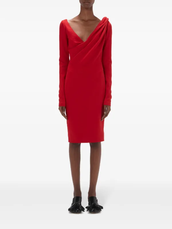 JW Anderson V-neck Midi Dress | Red | FARFETCH