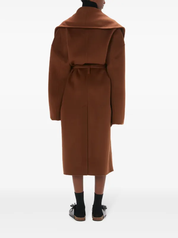 JW Anderson Belted Wool Coat Brown FARFETCH AU