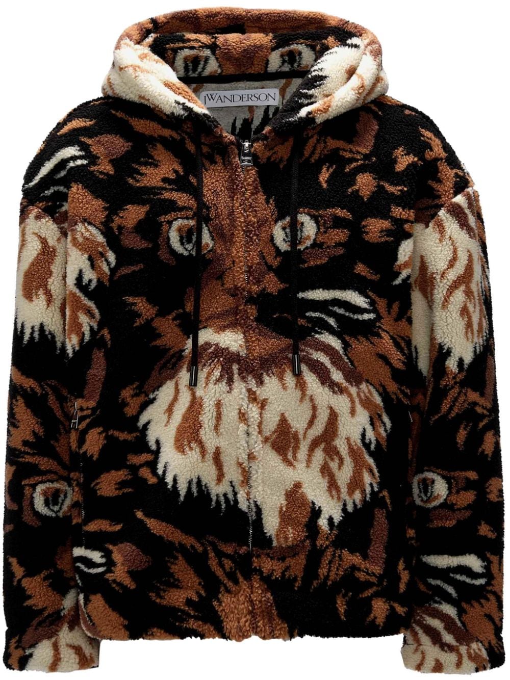 Jw Anderson Graphic-print Fleece Jacket In Brown
